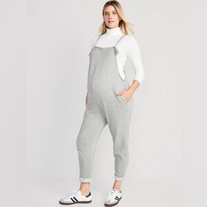 Maternity Knotted-Strap Fleece Overalls
